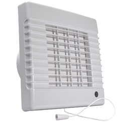 Ventilátor do koupelny pro vlhké prostředí s automatickou žaluzií a tahovým spínačem na 12V Ø 100 mm