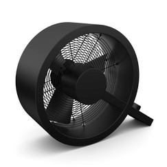 Moderní podlahový ventilátor černý ve tvaru Q