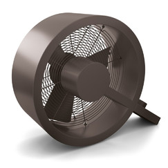 Moderní podlahový ventilátor bronzový ve tvaru Q