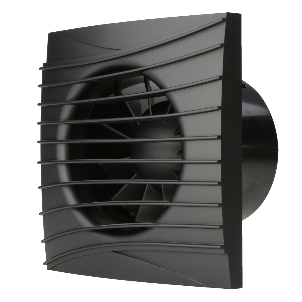 Ventilátor do koupelny axiální v černé barvě Ø 100 mm se zpětnou klapkou