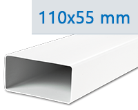 PVC vzduchovody hranaté 110 x 55 mm = Ø 100 mm