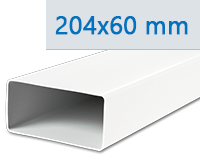 PVC vzduchovody hranaté 204 x 60 mm = Ø 125 mm
