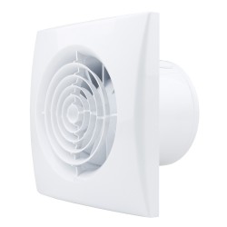 Tichý ventilátor do koupelny s časovým spínačem a plastovou zpětnou klapkou Ø 100 mm