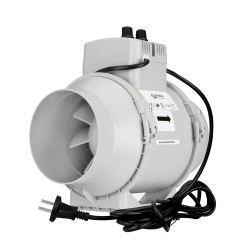 Profesionální ventilátor do potrubí Ø 100 mm s teplotním čidlem a regulátorem otáček